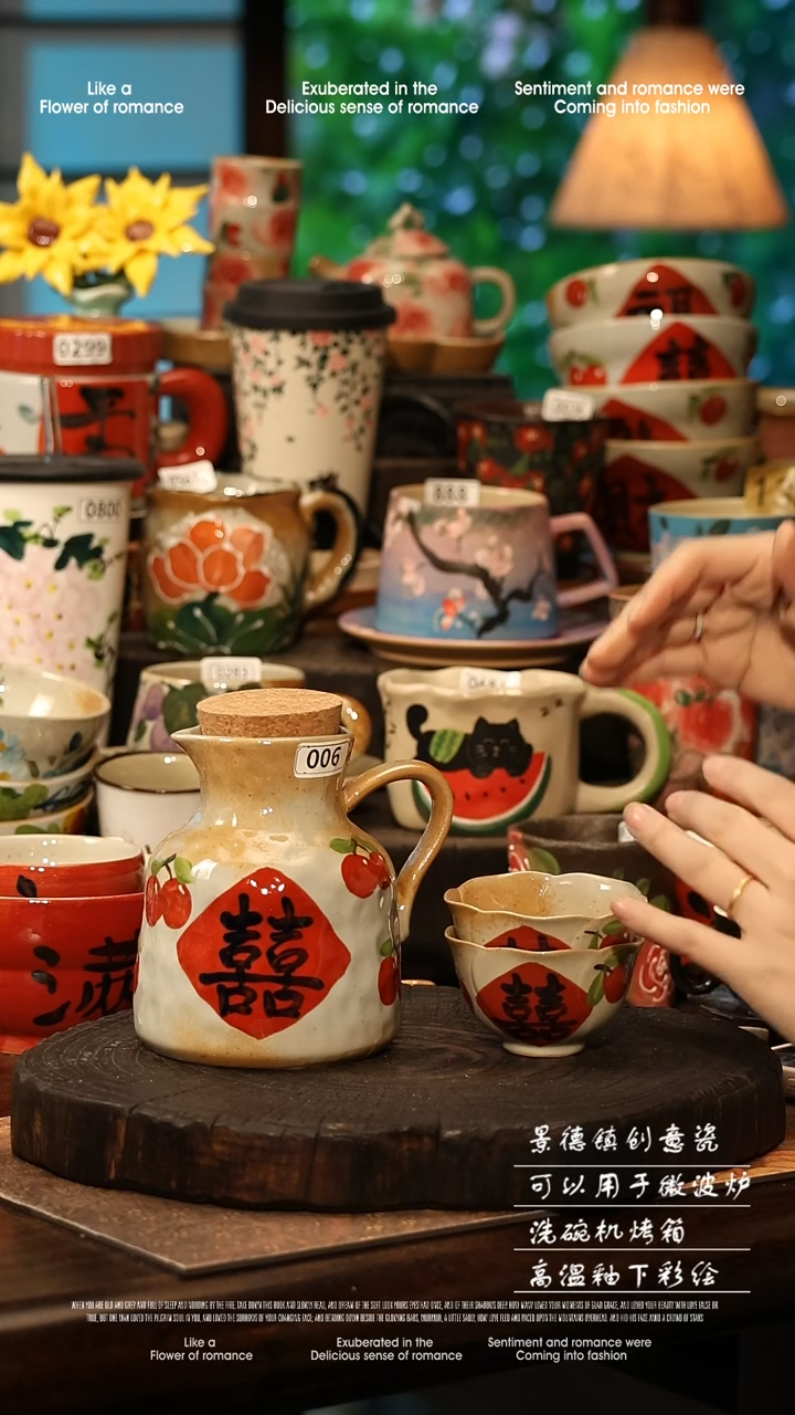 陶瓷景德镇高温釉下彩手工手绘款式@A0006@