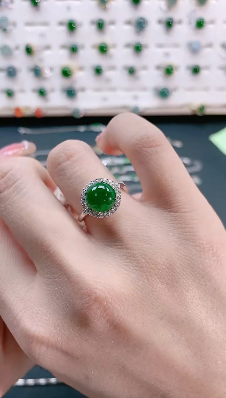 【闪购商品】翡翠戒指银S925镶嵌天然翡翠