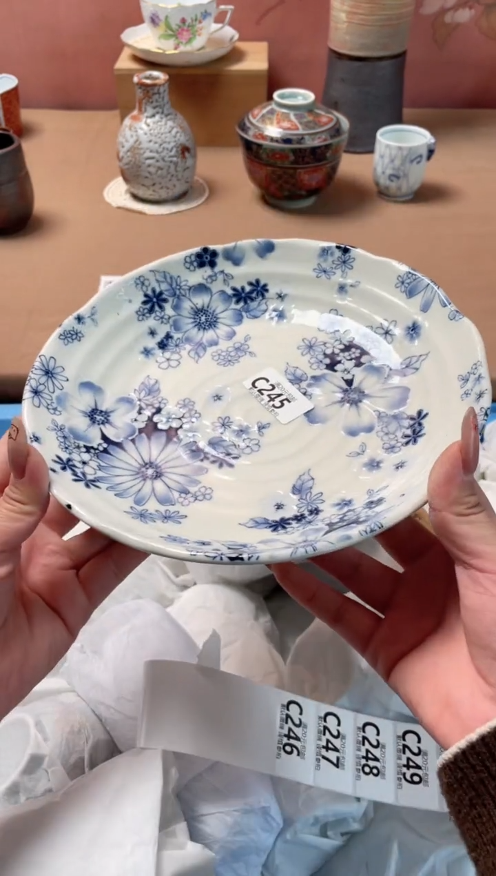 瓷片有古窑蓝色花集盘
