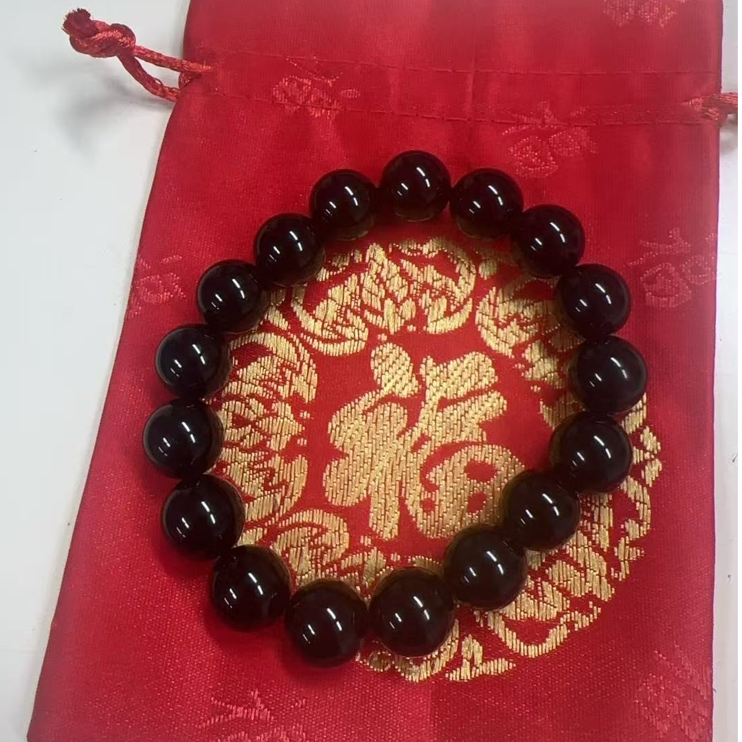 铁合金琉璃手链 黑石手链男女款情侣手链可作生日礼物