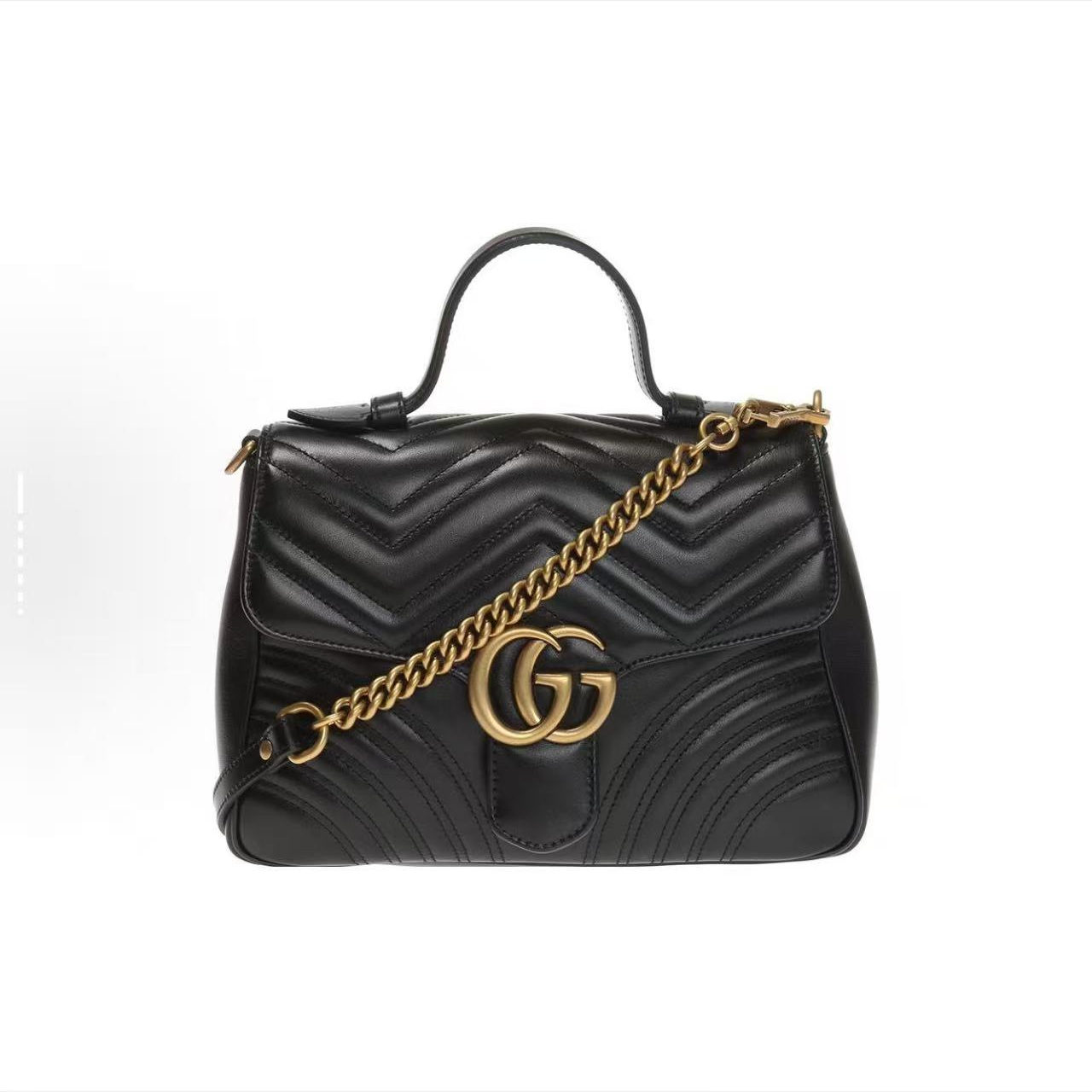 99新 GUCCI/古驰 【静文】 Gucci 黑金马蒙中号邮差 JK1691