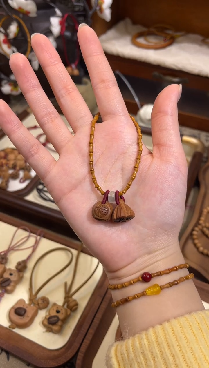 手串桃核【桃缘行】竹节「福气莲莲」桃核辟、挡、驱、护 备注手围