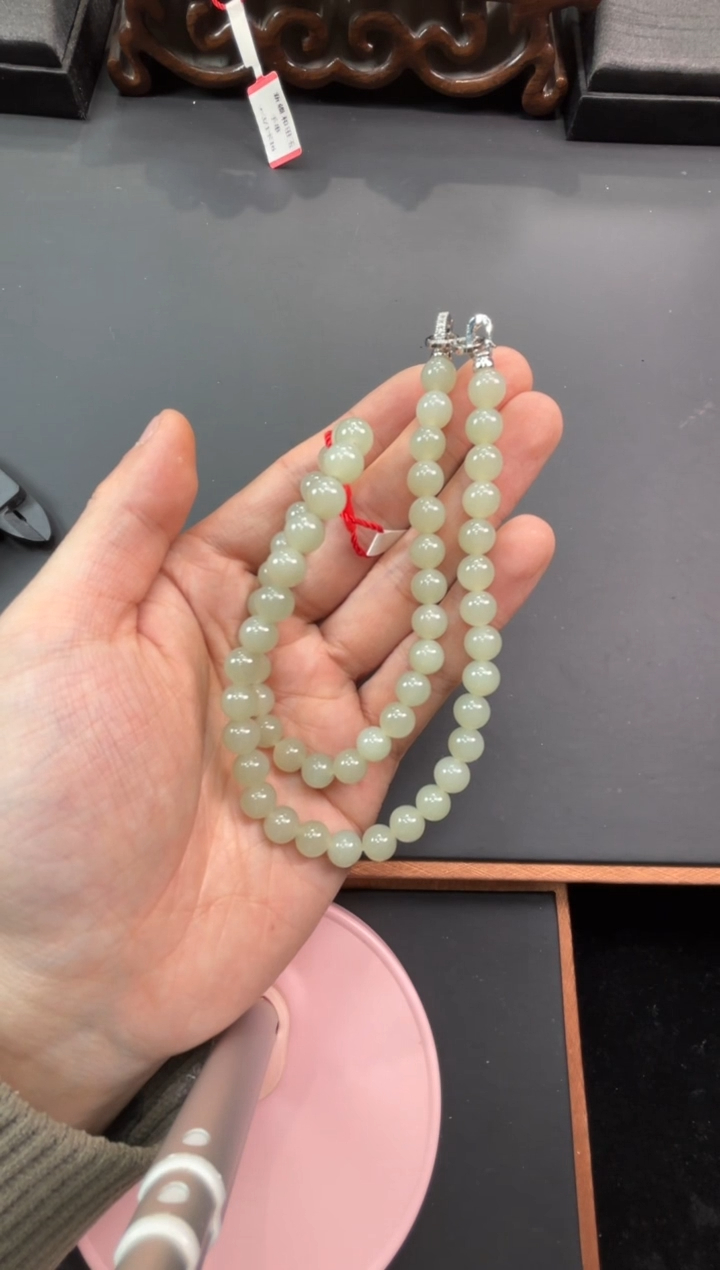 【闪购商品】和田玉项链未镶嵌且末微色差近矿卡8妈妈链