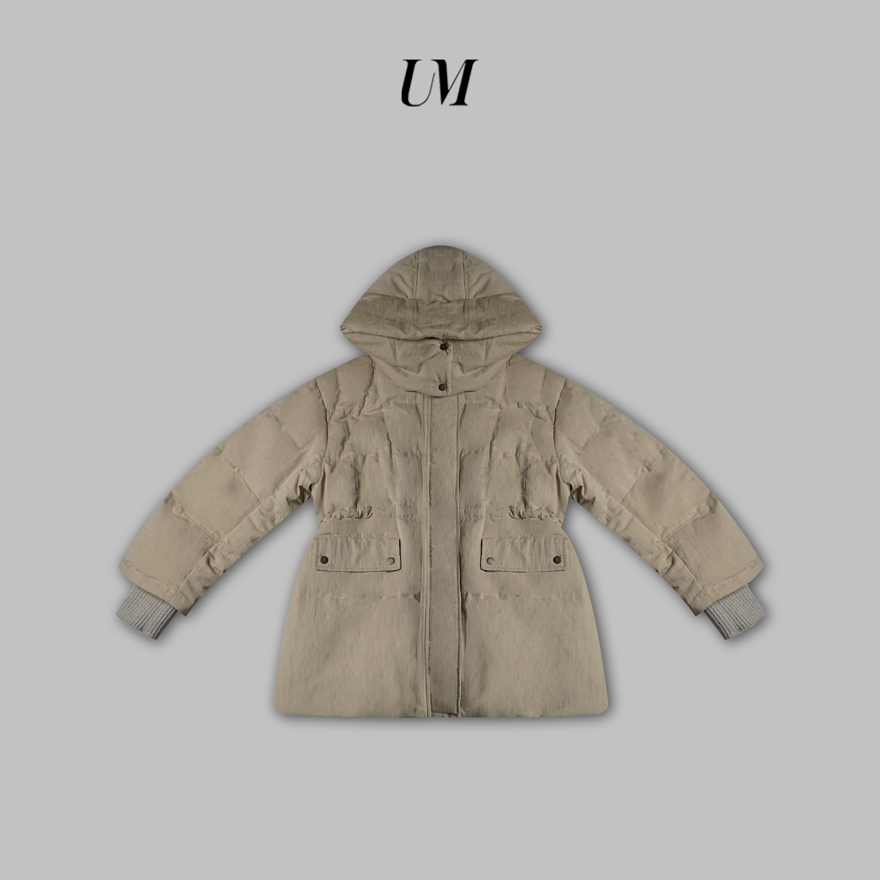 【U.M】抽绳收腰显瘦连帽羽绒服24D99615