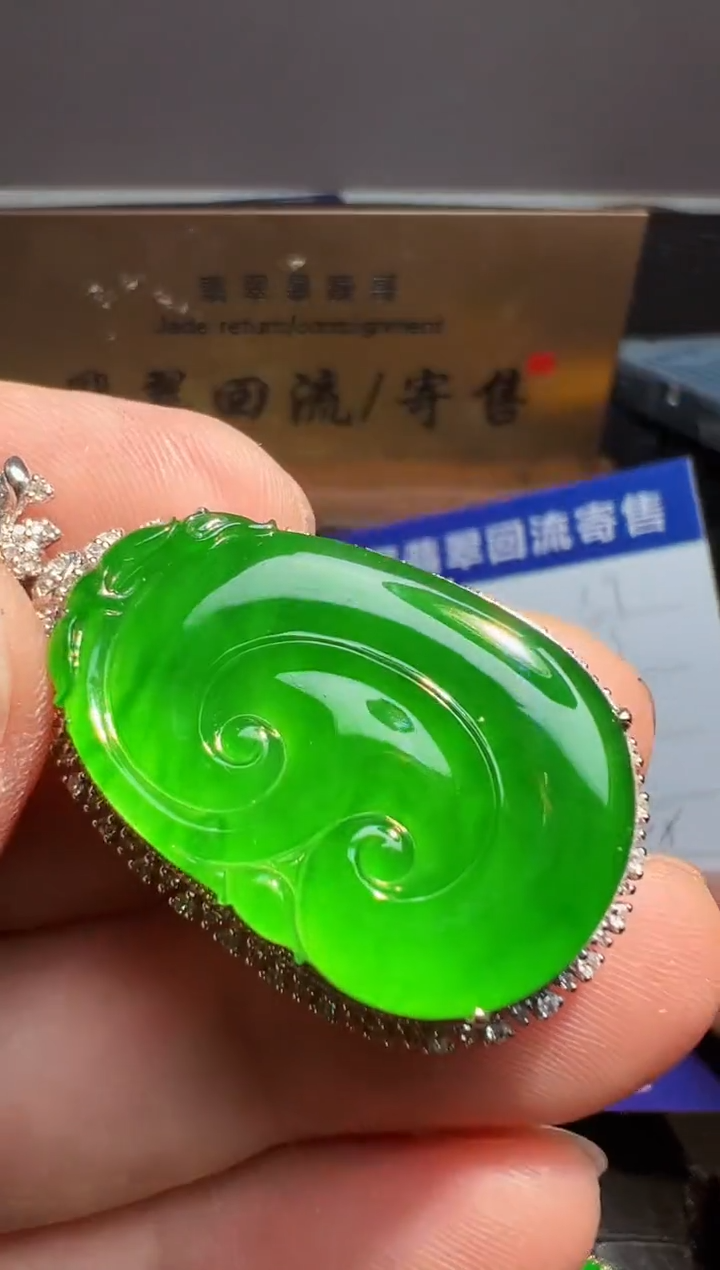 【闪购商品】翡翠颈饰18K金镶嵌翡翠回流