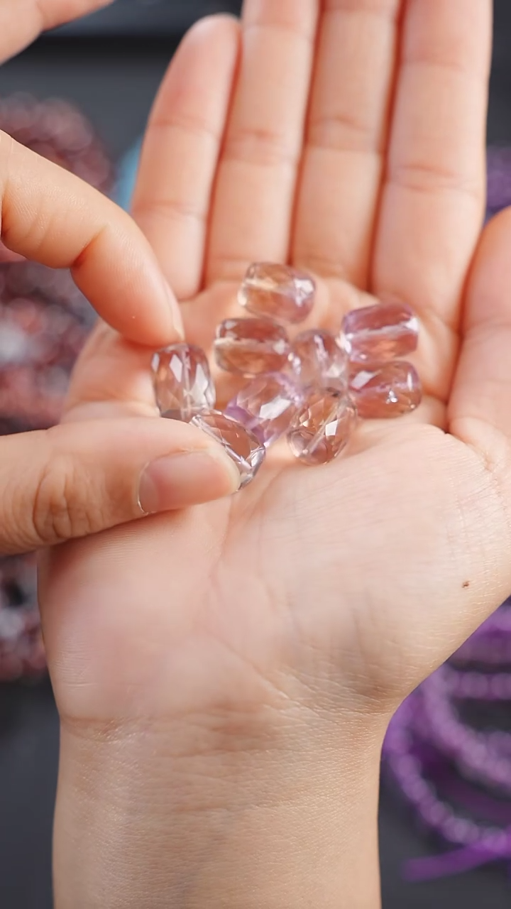 【闪购商品】水晶紫黄晶桶珠单株未镶嵌（多样性发其一）