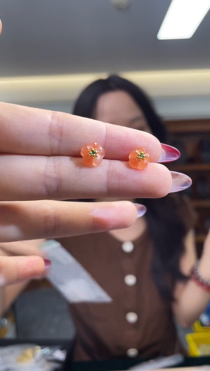 未镶嵌南红玛瑙耳饰（多样性发一件）