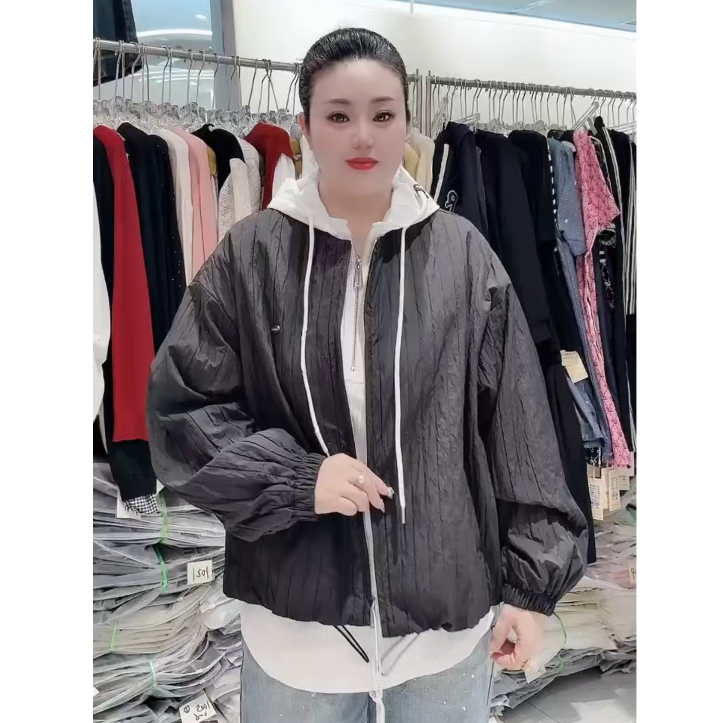 大橘子1003欧货正品2025春季新款时尚连帽拉链长袖女宽松显瘦百搭