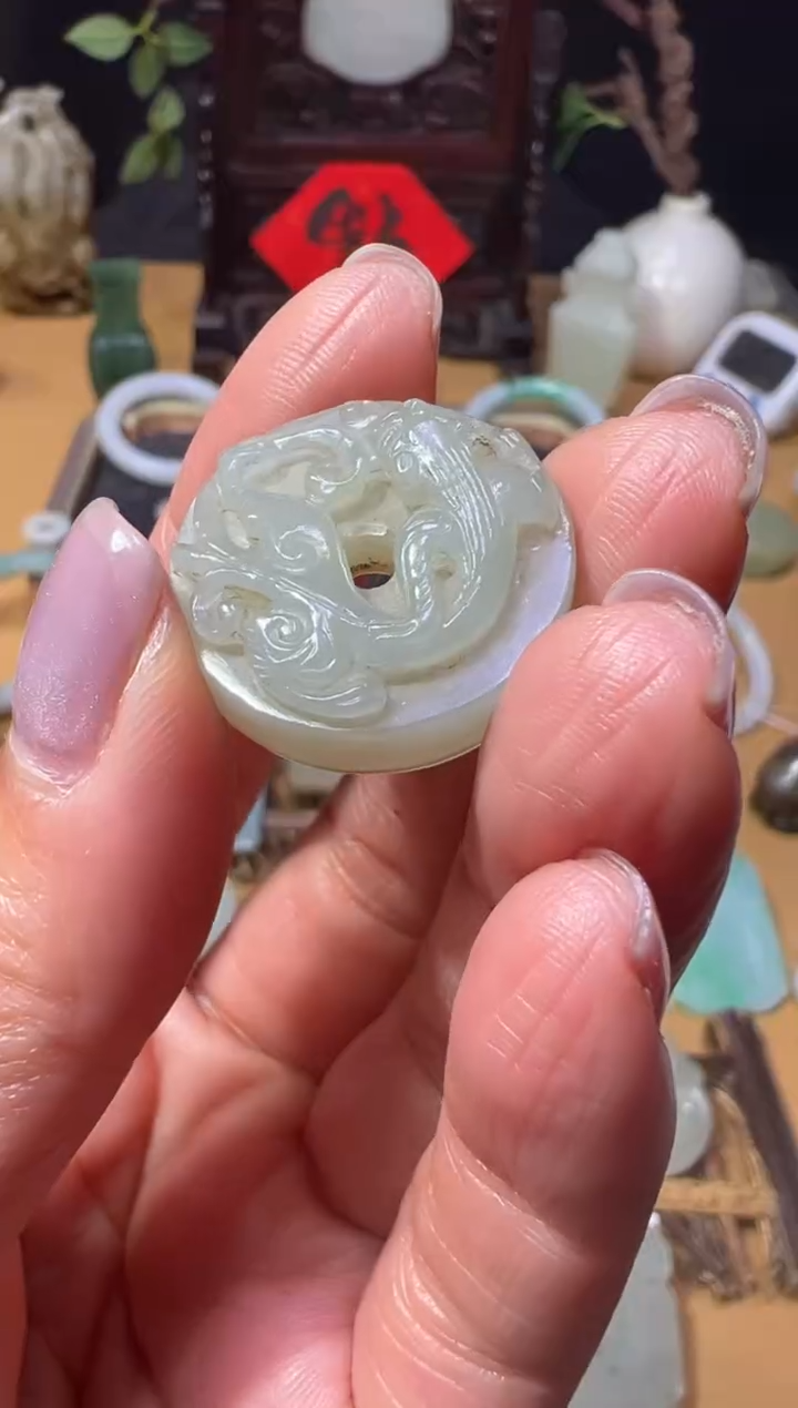 【闪购商品】和田玉XHM-螭龙玉璧一个