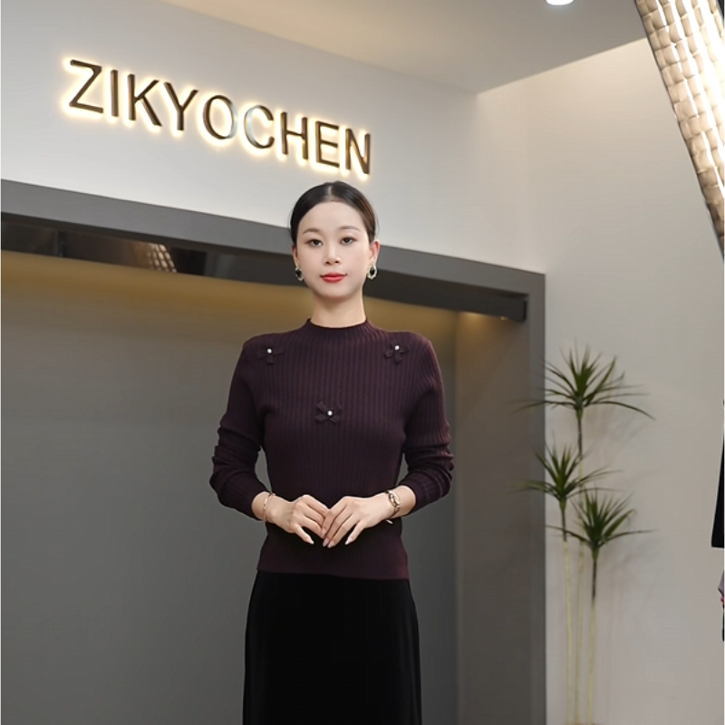 ZIKYOCHEN初秋季新款打底衫高级感气质轻奢T恤显瘦时尚修身上衣女