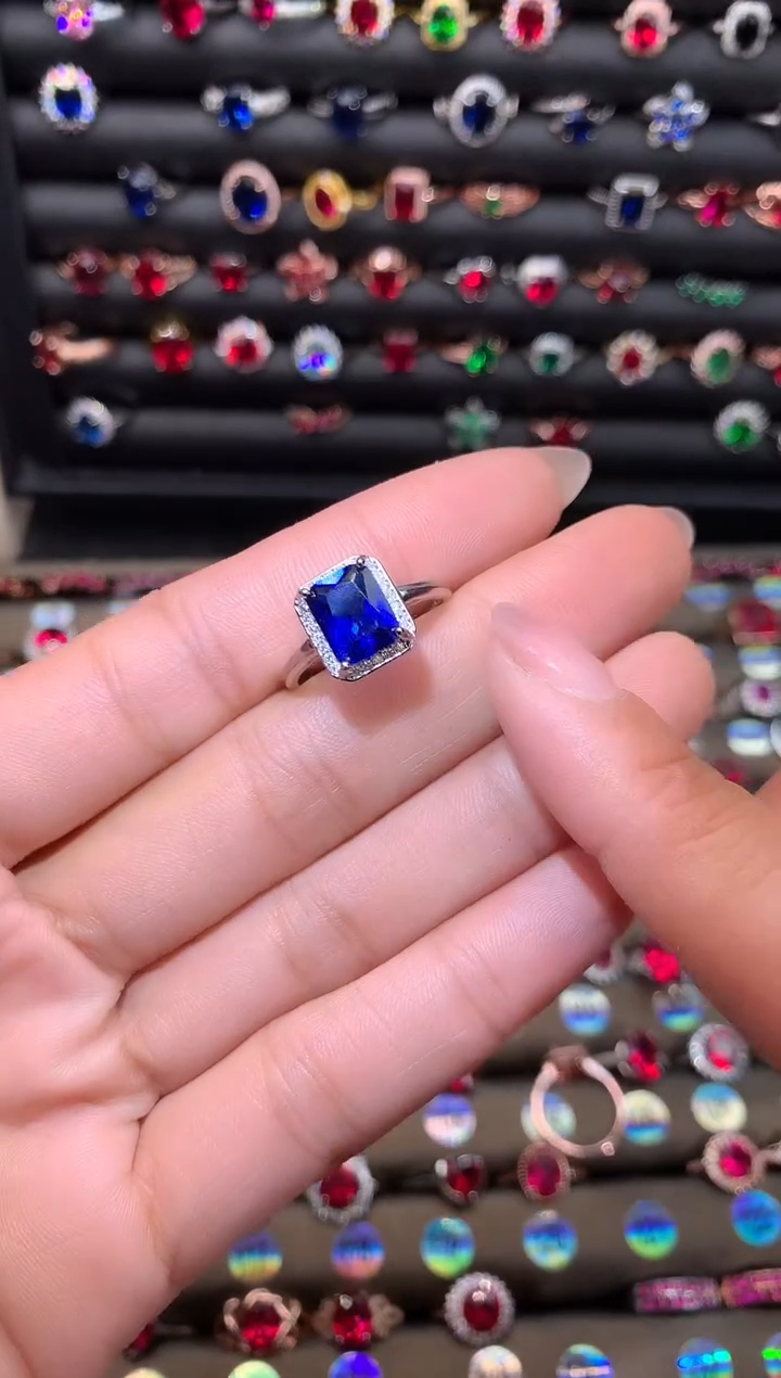 【闪购商品】蓝宝石戒指银S925镶嵌79
