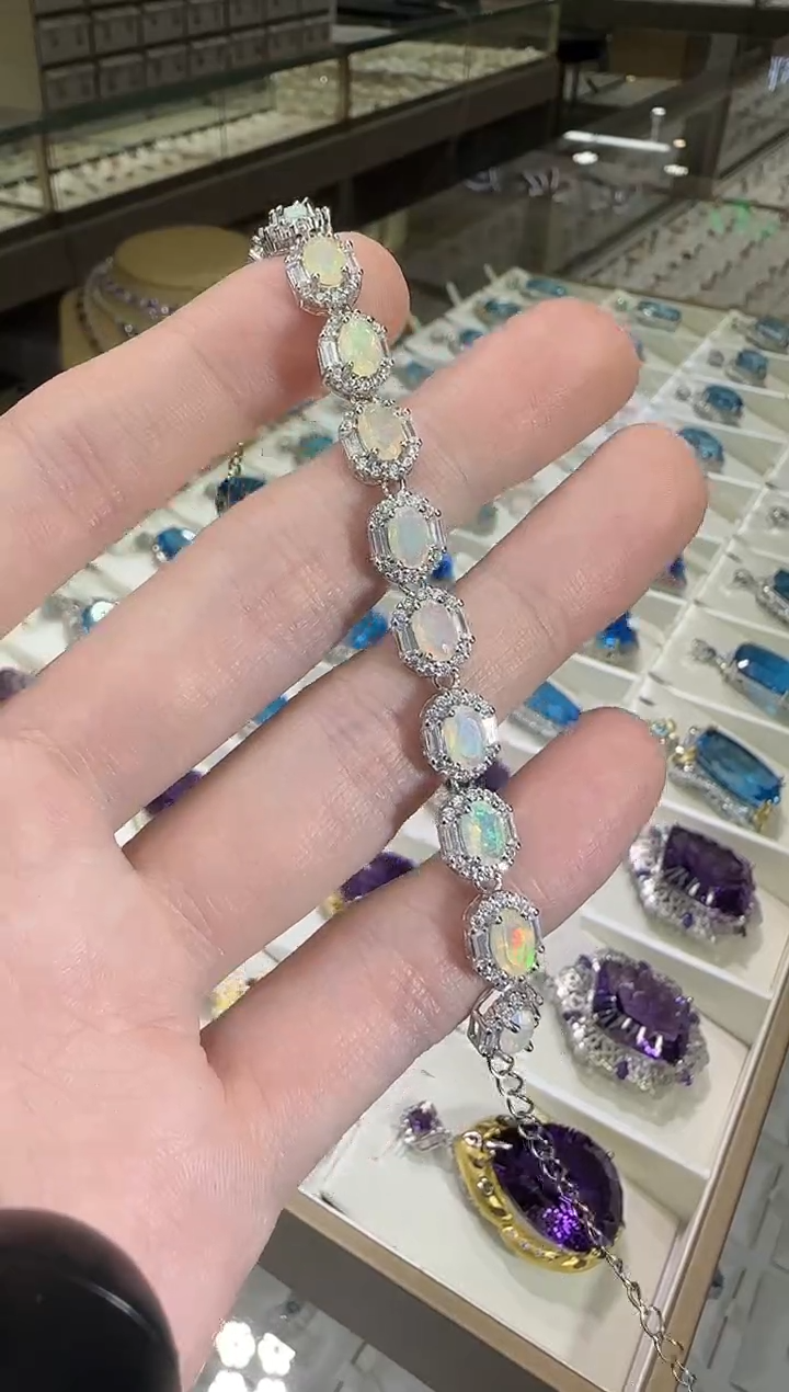 银S925镶嵌欧泊珠宝奇石5*7mm