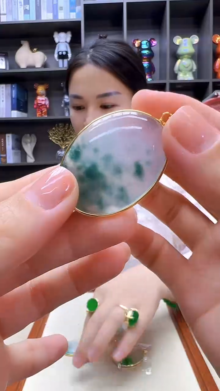 翡翠14K金镶嵌颈饰丹丹diy劲饰