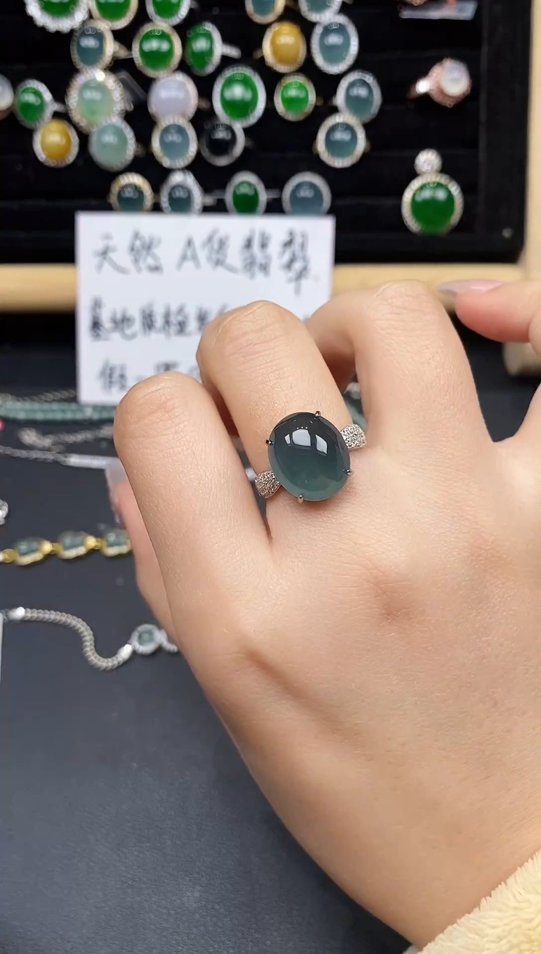 银S925镶嵌戒指翡翠25835