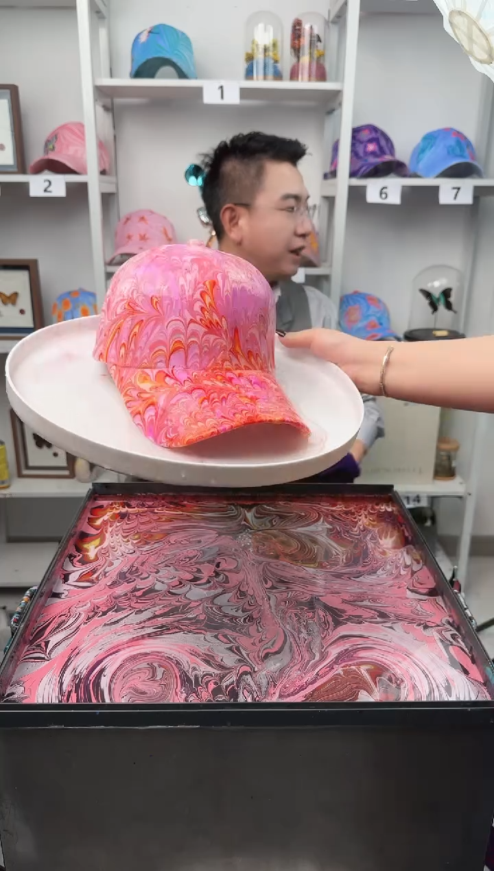 纯棉成人款凤尾纹水拓帽