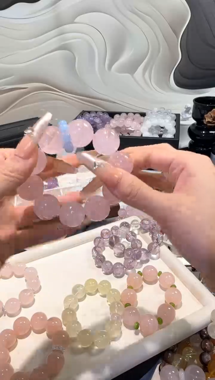 水晶手串未镶嵌拍2单 马粉加海蓝跑环