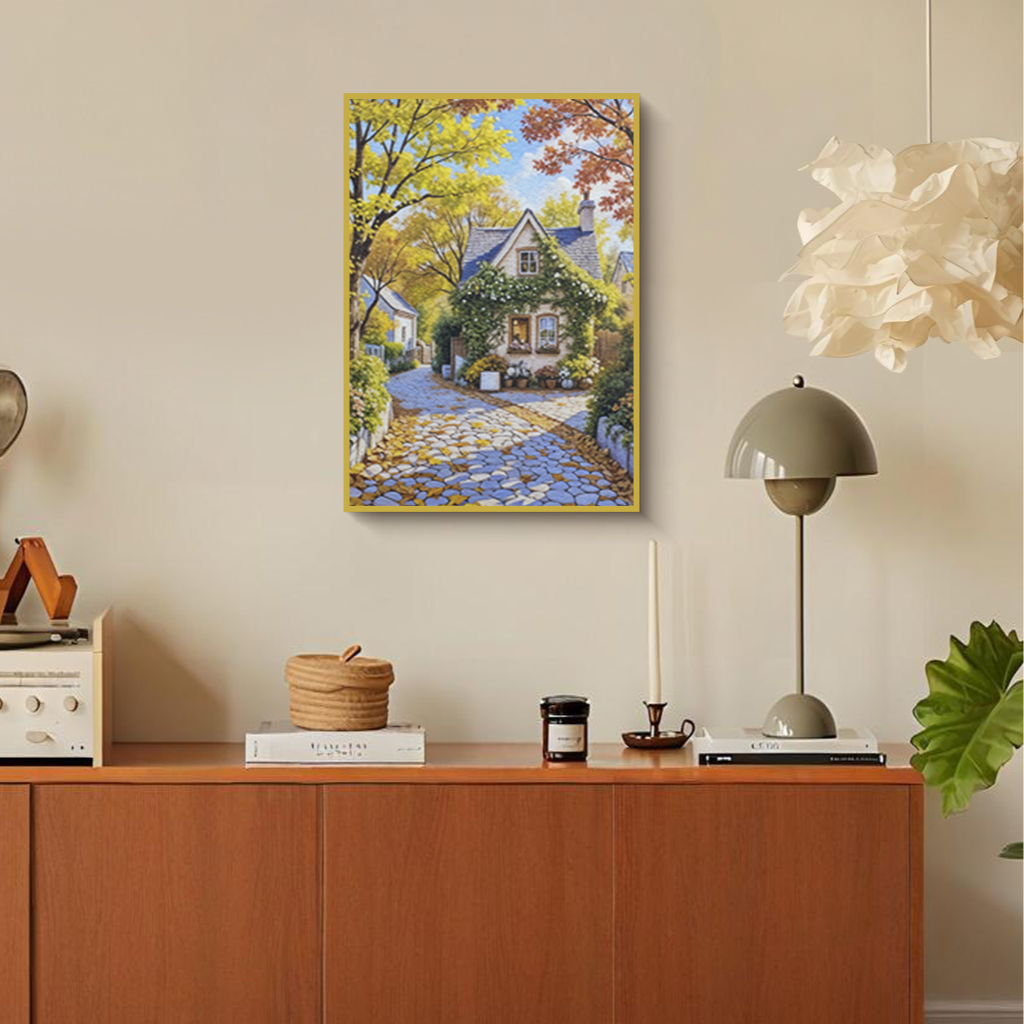 街边花房宫崎骏风格客厅装饰画治愈系风景餐厅咖啡厅氛围房子5070