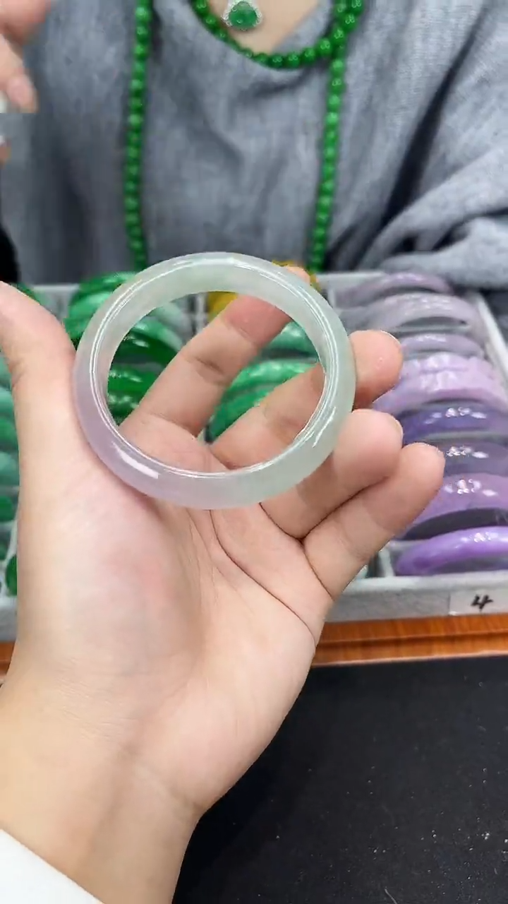 【闪购商品】翡翠戒指未镶嵌s46 冰飘花手镯 圈口57