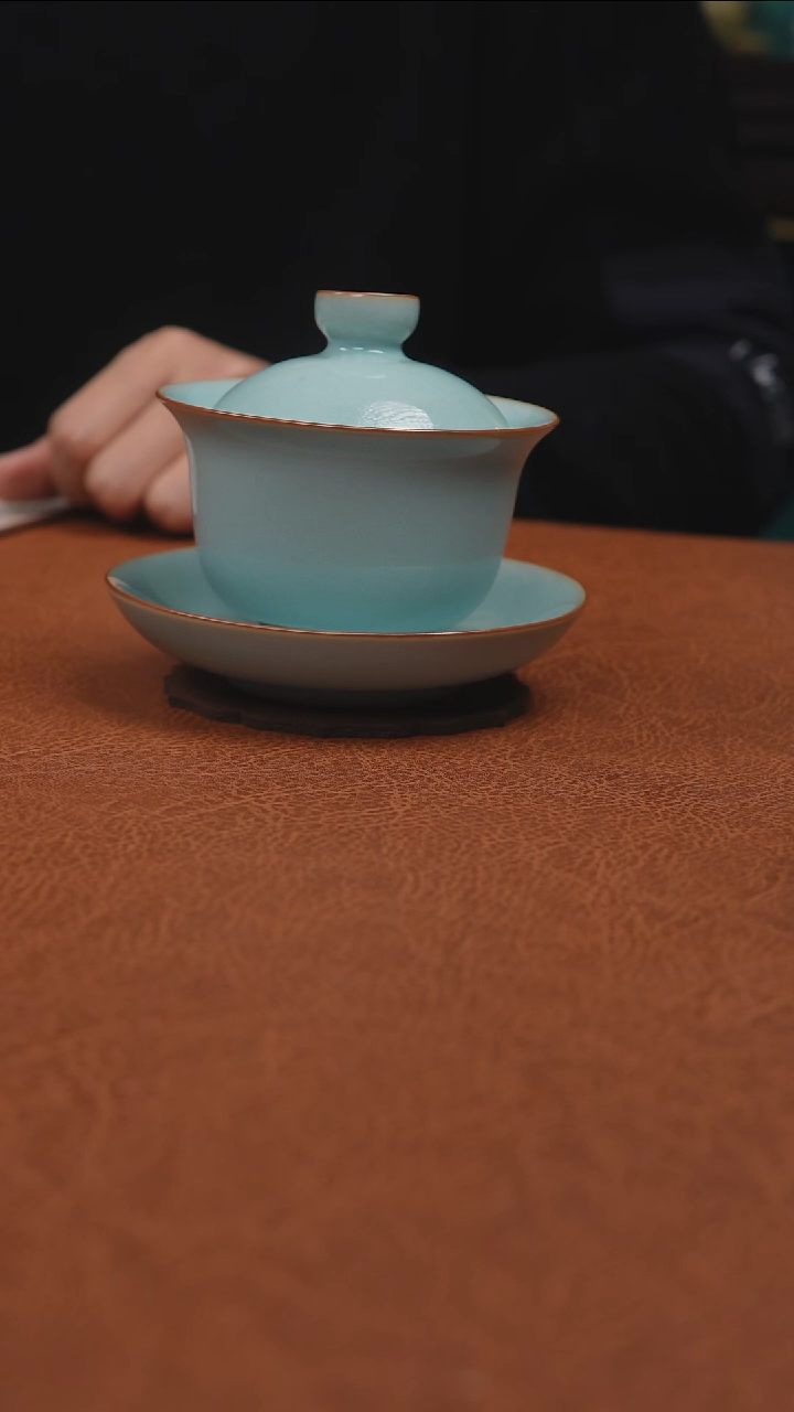 【闪购商品】杯汝州原产地原矿釉天青元宝+盖碗