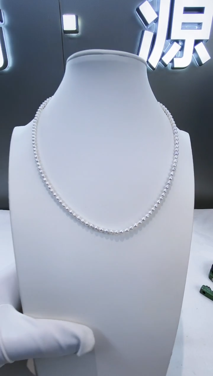 项链银S925镶嵌淡水珍珠Y淡水项链3-4
