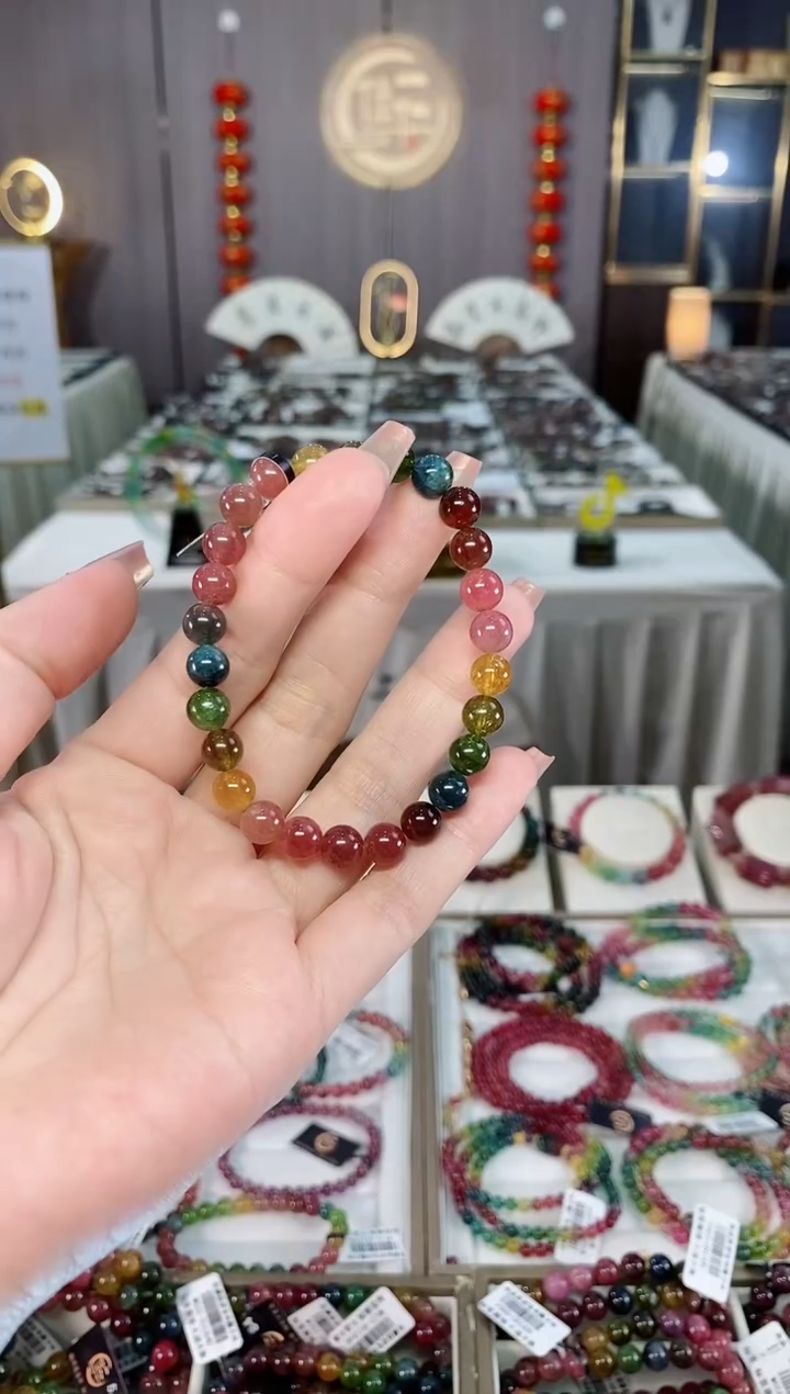未镶嵌老矿透体碧玺单圈手串7mm+碧玺hon多样性发货一条