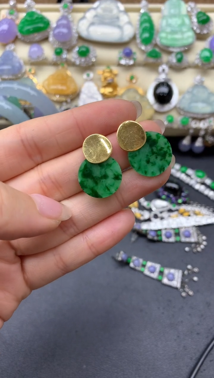【闪购商品】翡翠耳饰18K金镶嵌335-中国好珍宝