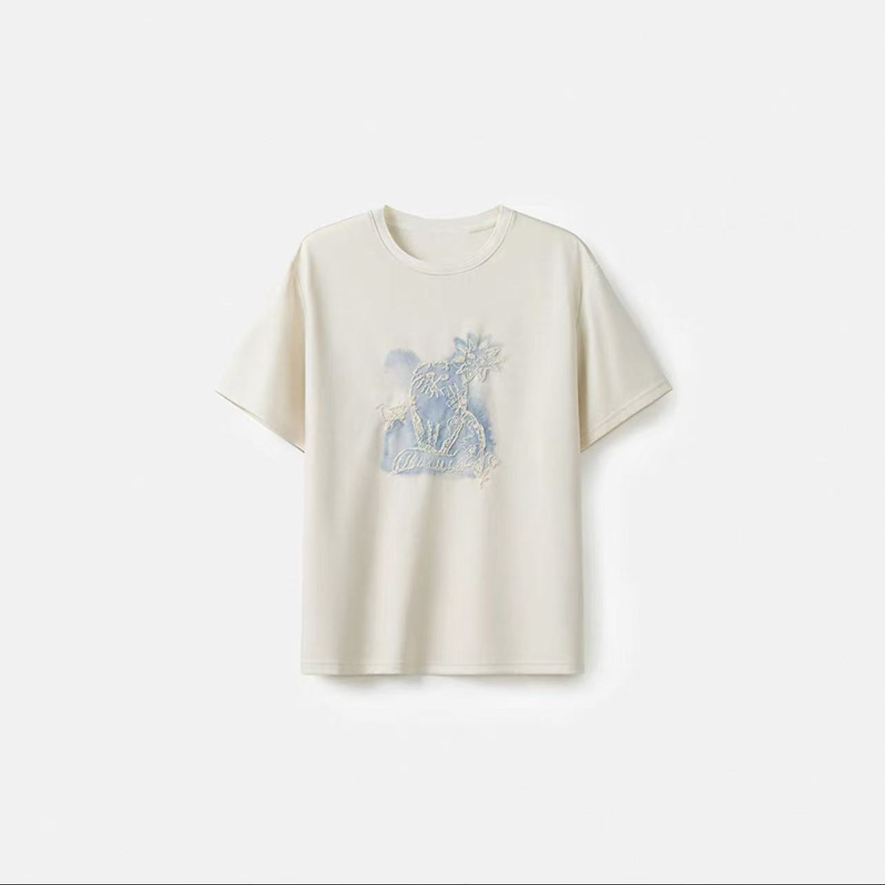 【欧若风】圆领宽松独特T恤女新款休闲短袖 864