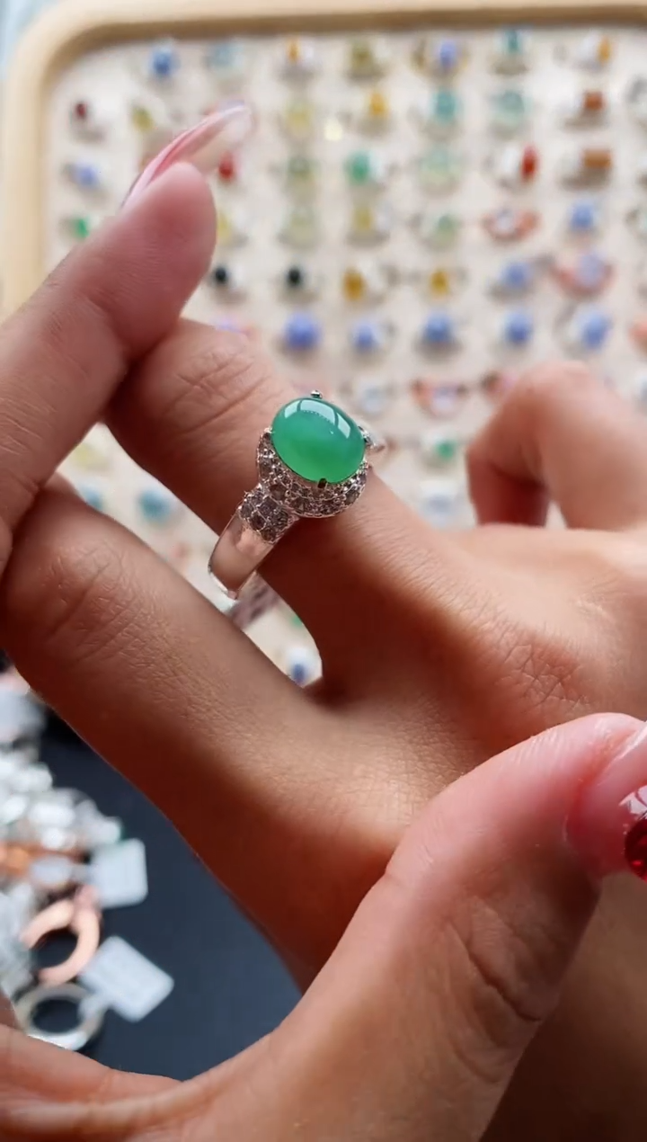 【闪购商品】翡翠戒指未镶嵌缅甸天然A货翡翠222 8+4