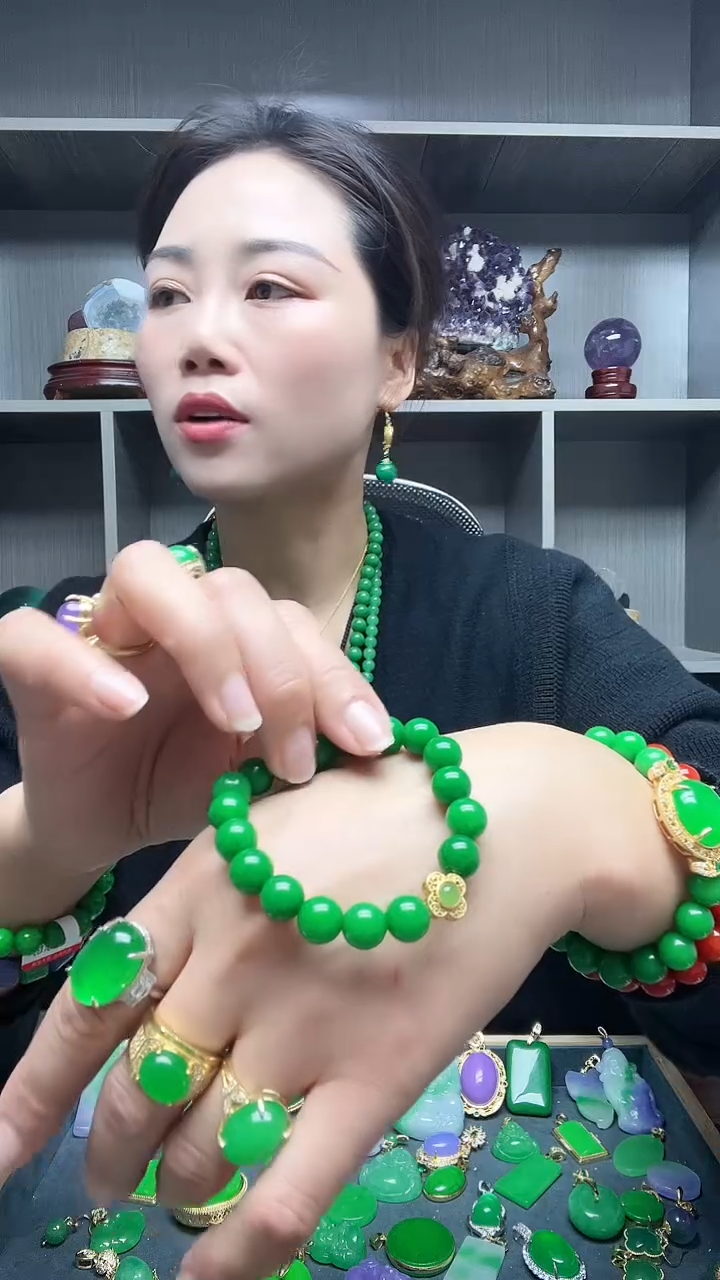 【闪购商品】翡翠手链14K金镶嵌手链