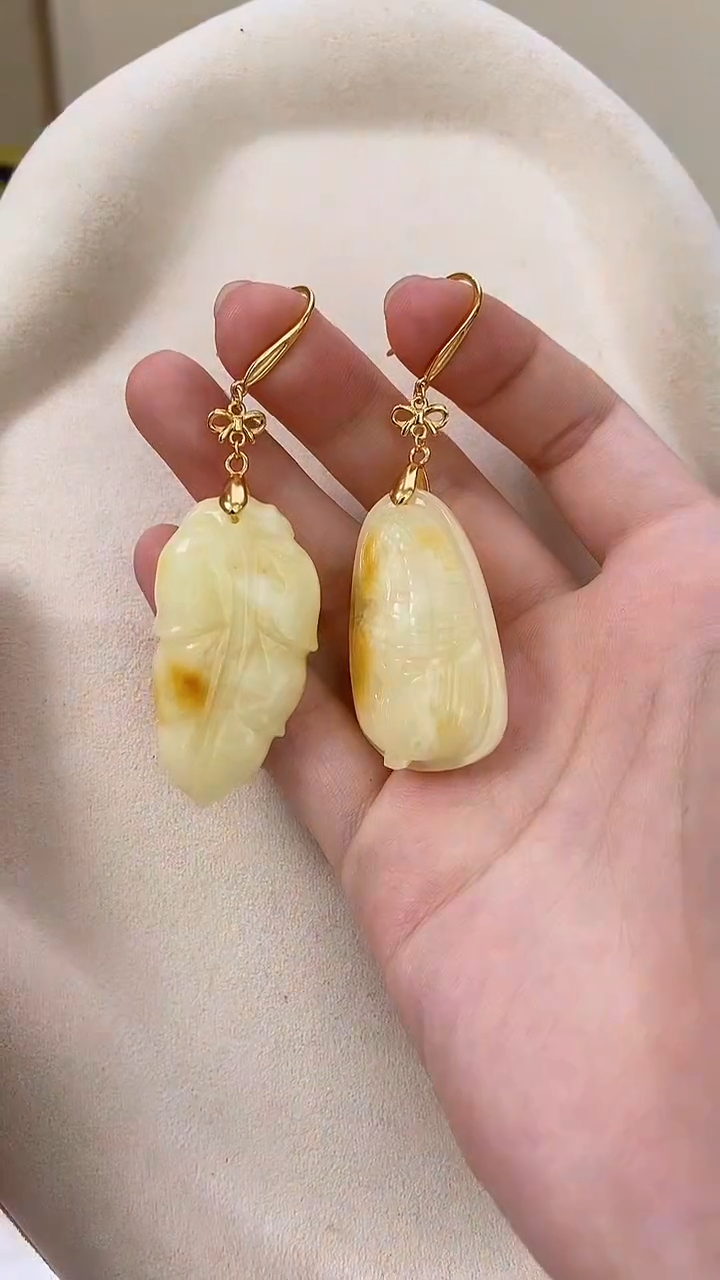 琥珀未镶嵌耳饰耳环