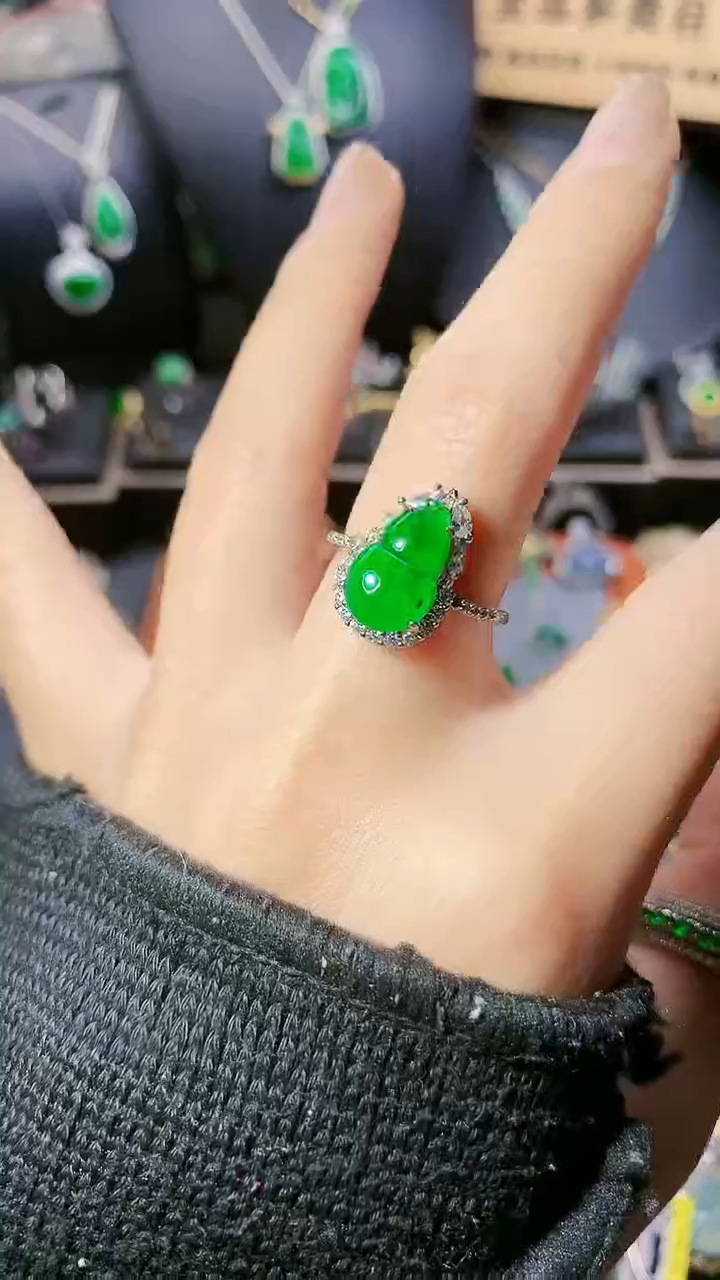 【闪购商品】翡翠戒指银S925镶嵌戒指