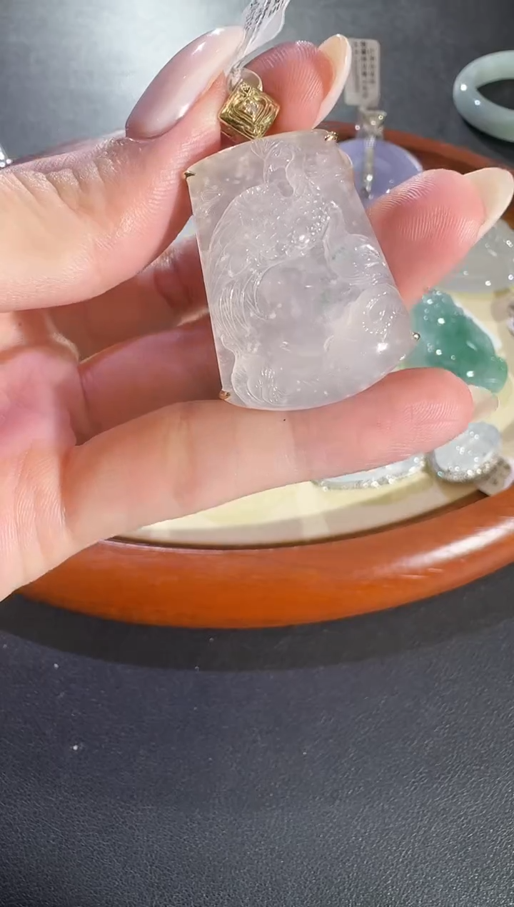 翡翠18K金镶嵌吊坠(不含链)【源头工厂】钻石镶嵌