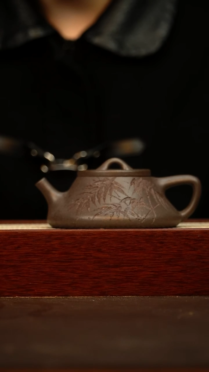 茶壶紫砂曲瓢 180cc 原矿天青泥