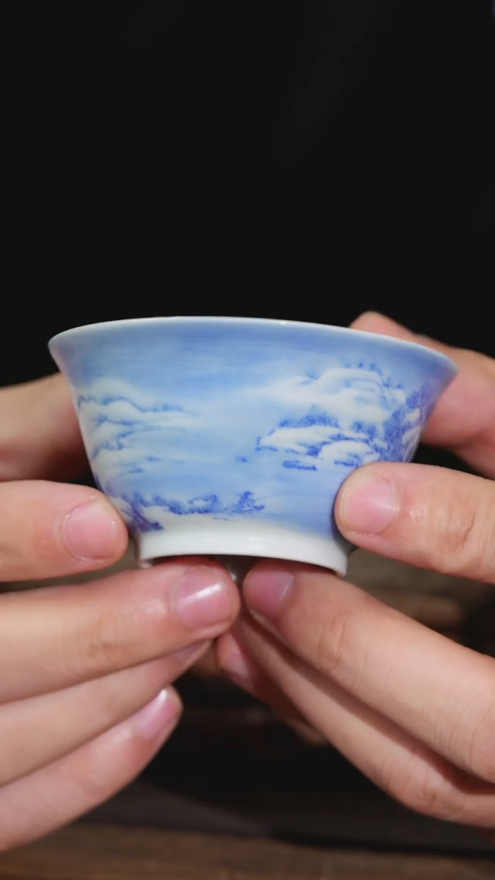 【闪购商品】摆件【瓷见如故】云山片玉雪景杯yspy601