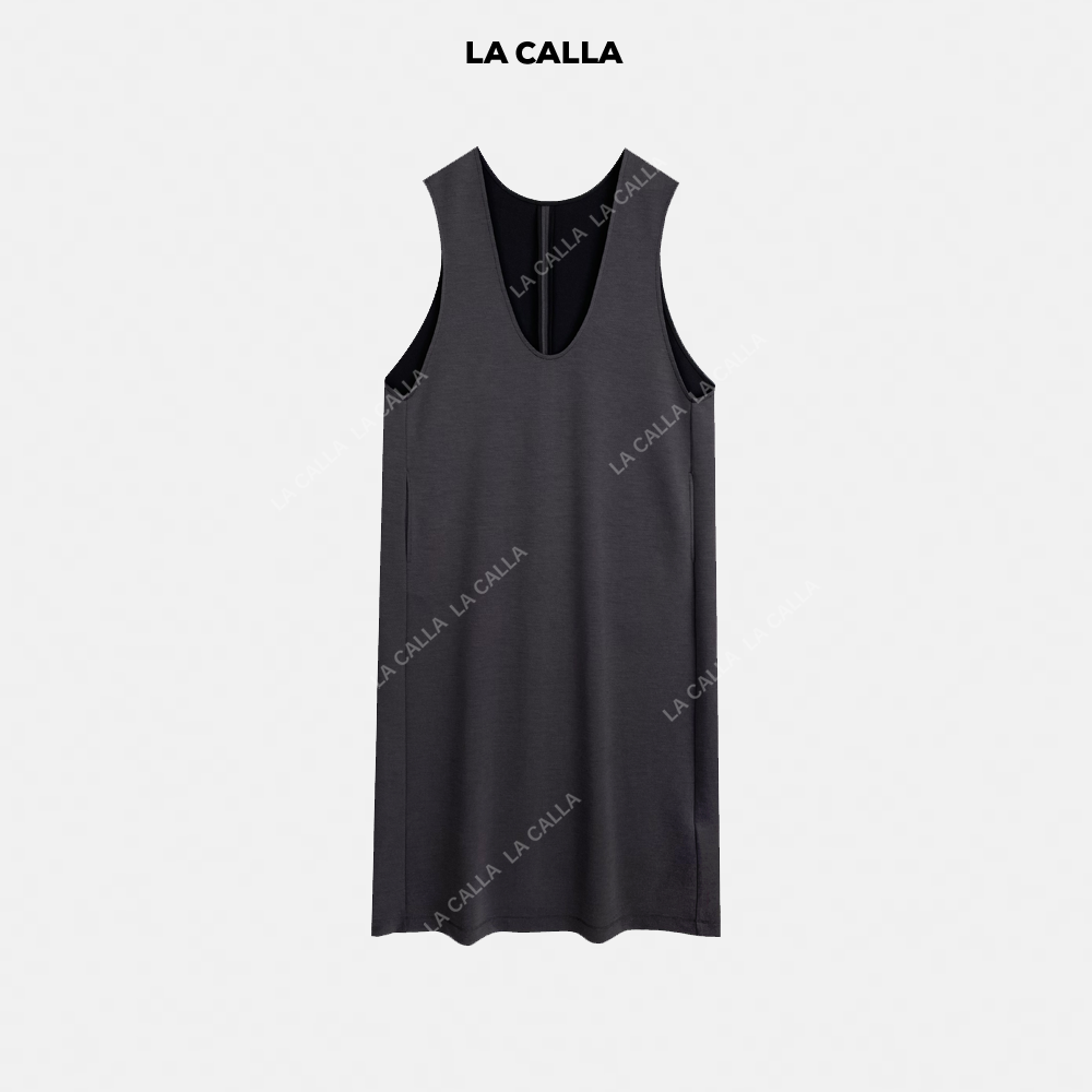 LA CALLA《特价不退不换》背心裙黑色灰色设计师羊毛连衣裙YY1501