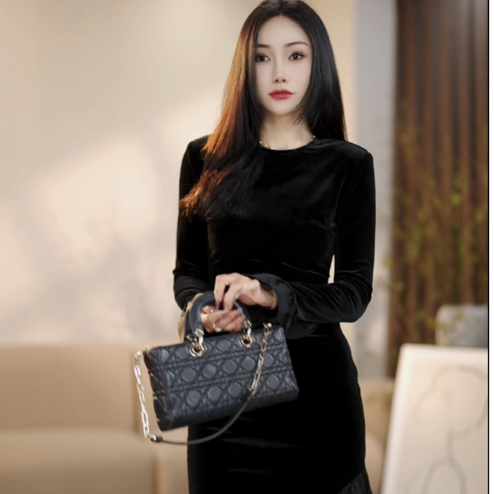 【Pansy】幽夜茶歇 配项链气质法式修身高级感减龄连衣裙-ZX751