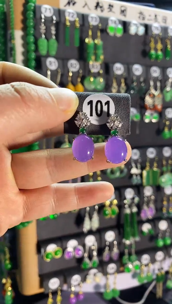 【闪购商品】翡翠耳饰银S925镶嵌101....