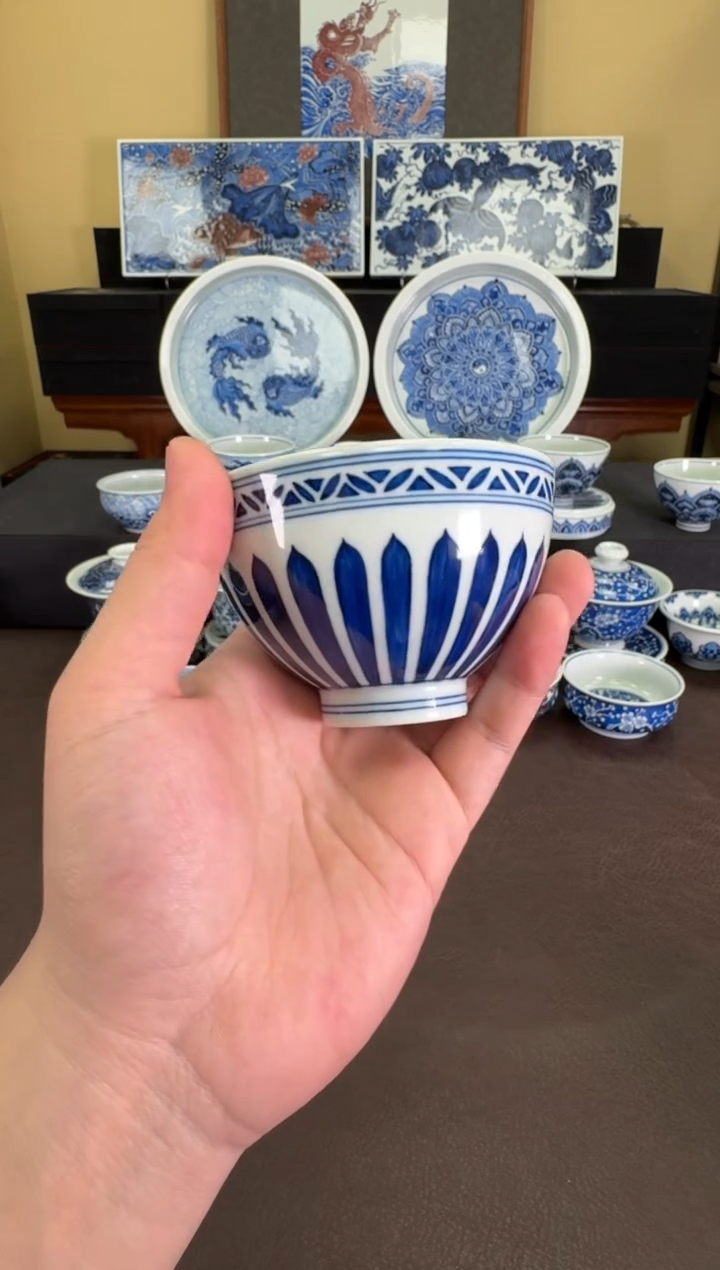 【闪购商品】羿器窑单菊瓣纹鸡心杯