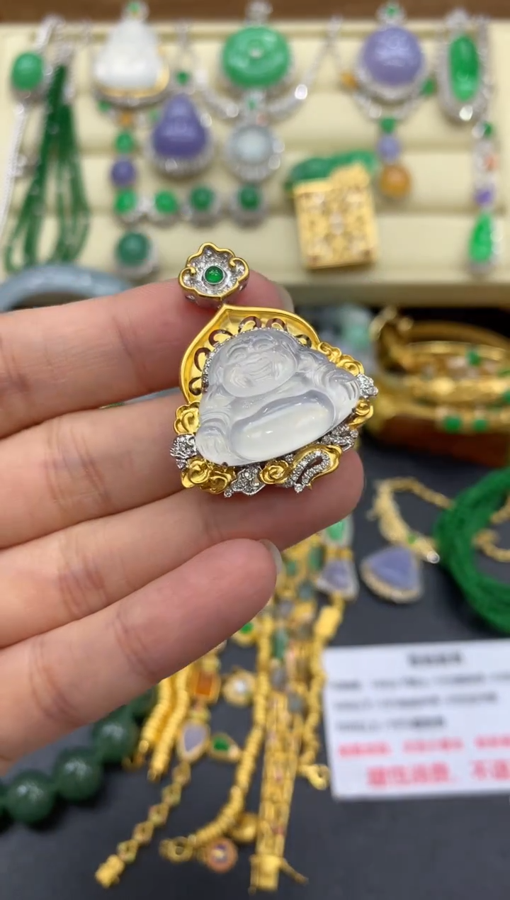 翡翠18K金镶嵌颈饰578-中国好珍宝