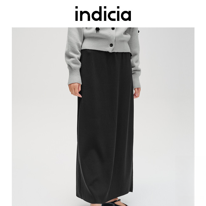 indicia标记商场秋冬冰丝舒适显瘦半身裙简约百搭F2C4QZ446C