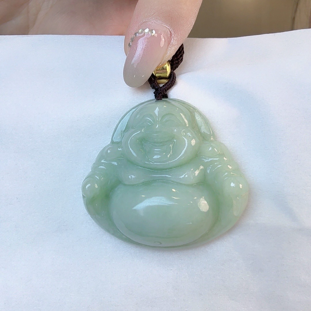 天然翡翠A货苹果绿佛公新年款高34+宽36+厚12+（多样性发其中一个）