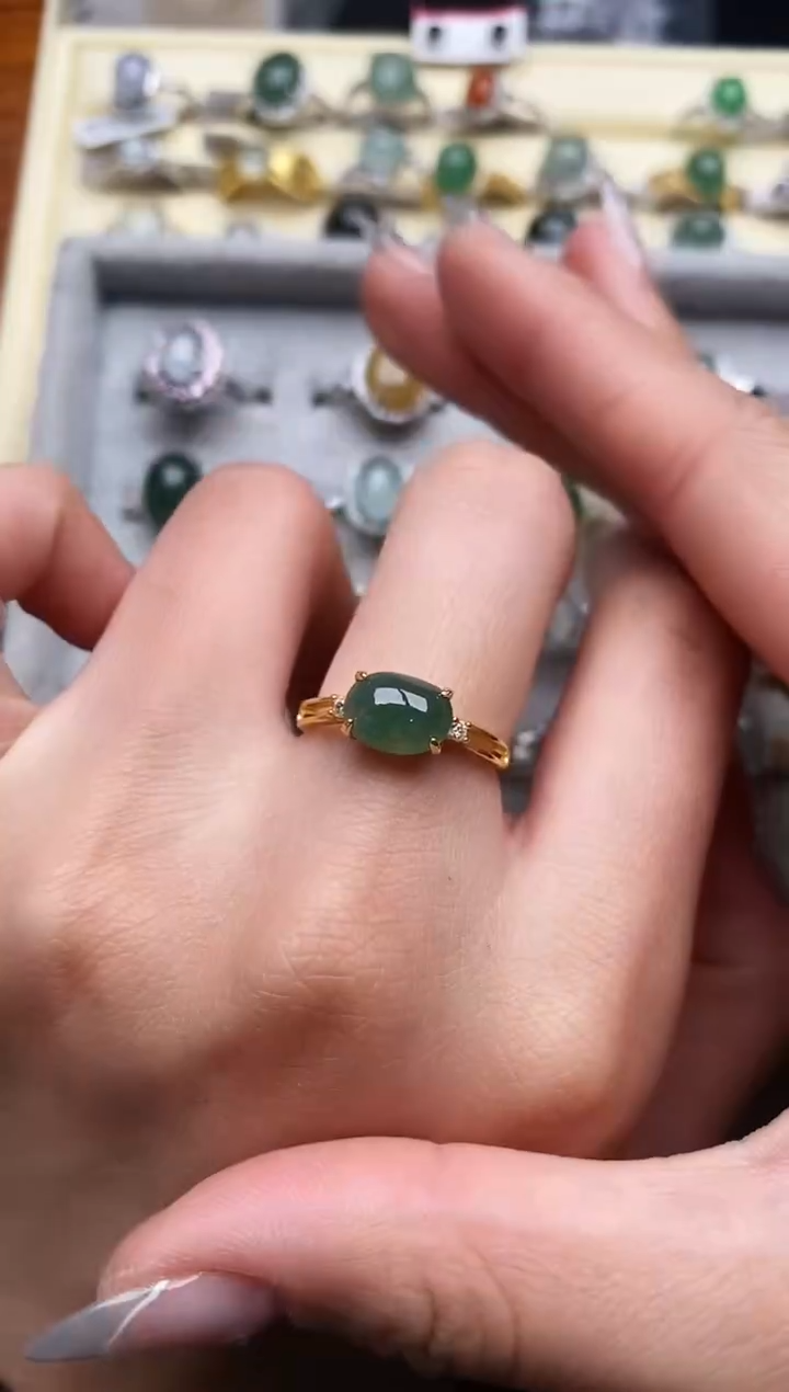 【闪购商品】翡翠戒指银S925镶嵌333333+1