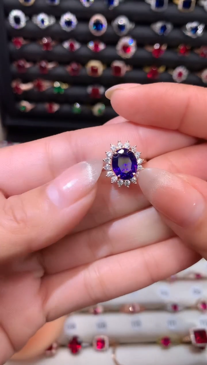 【闪购商品】水晶戒指银S925镶嵌810玫瑰金