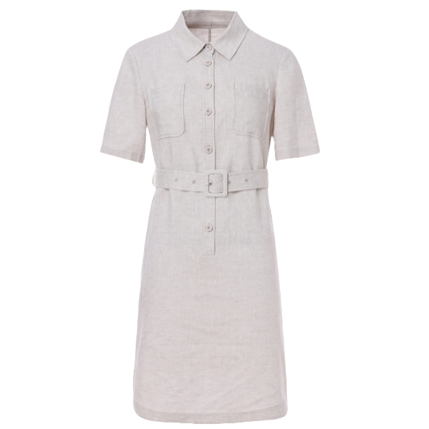 时尚百搭亚麻短袖连衣裙