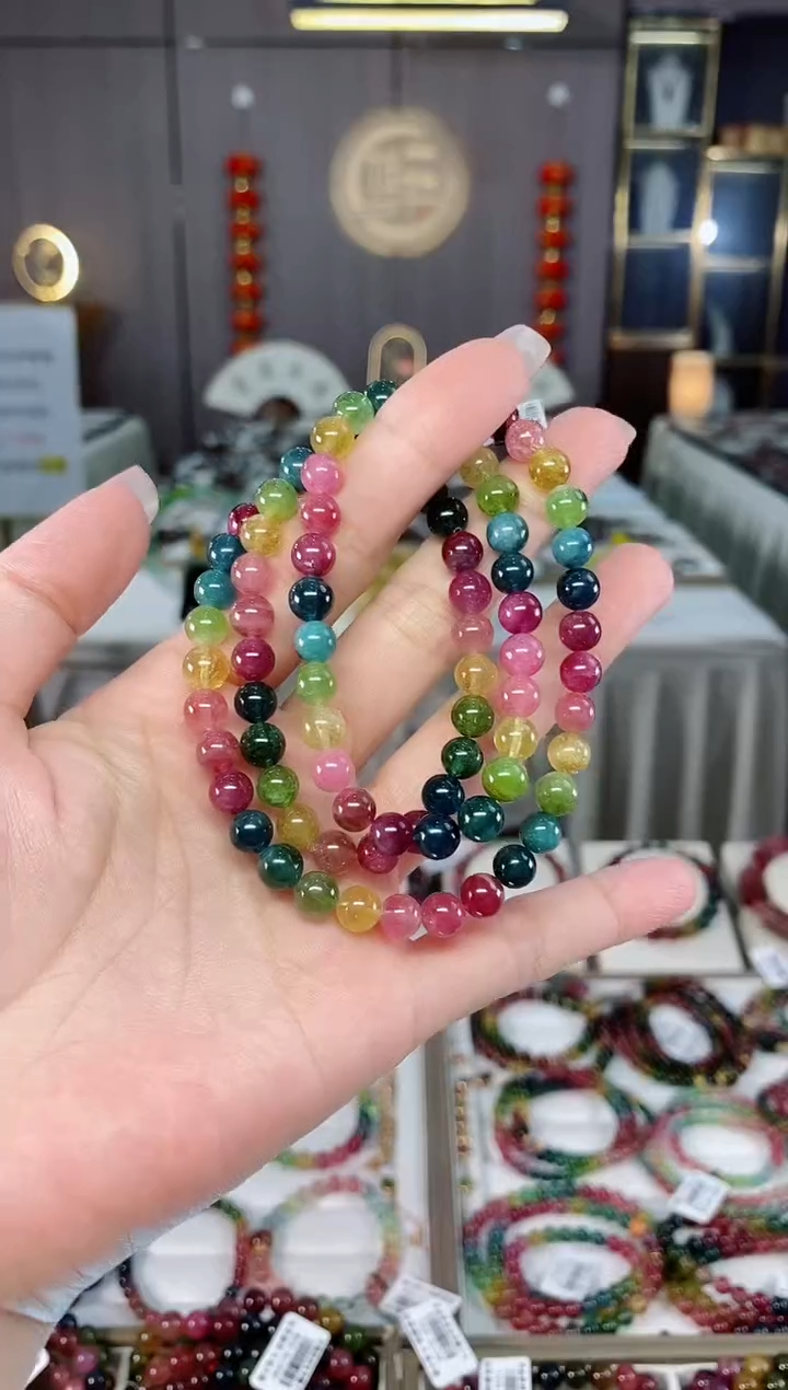 收藏级老矿碧玺三圈手串6mm+未镶嵌碧玺多样性发一条hon