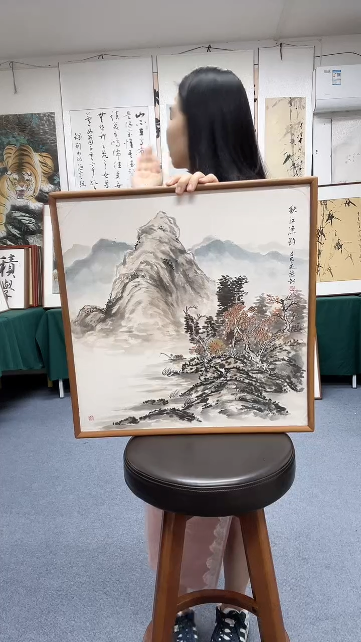 国画52*52实木画框顺丰包邮手绘