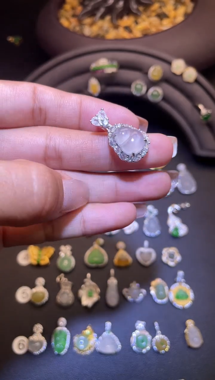 吊坠(不含链)银S925镶嵌翡翠1