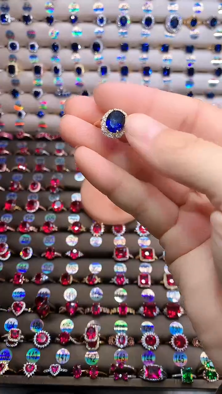 【闪购商品】蓝宝石戒指银S925镶嵌金色8.10