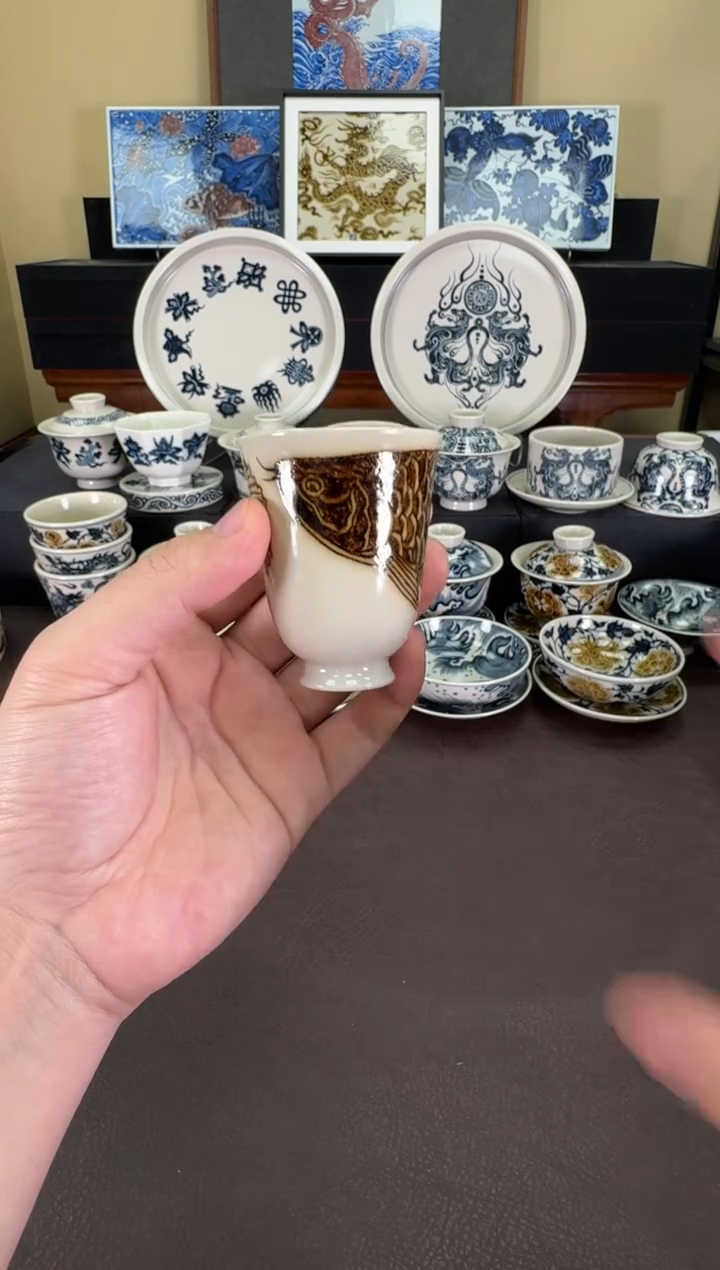 【闪购商品】釉里金金龙鱼闻香杯