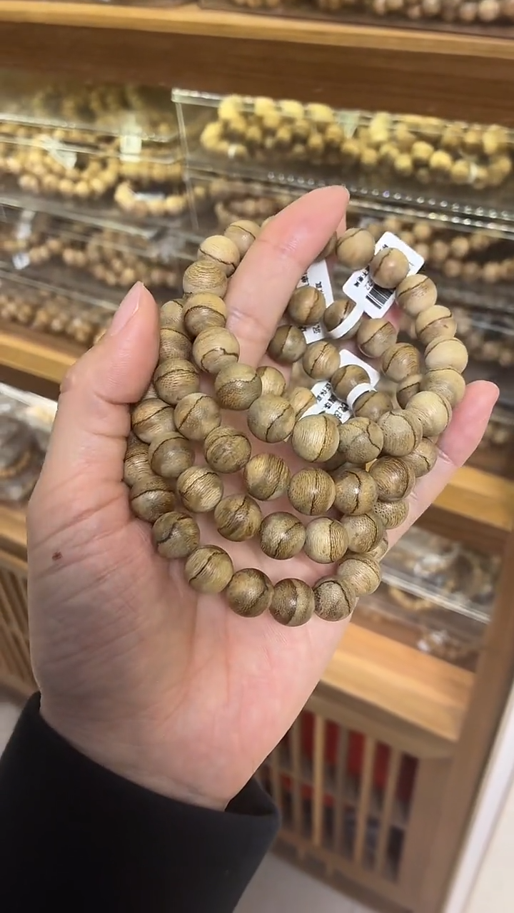 沉香手串 达拉干圆珠单圈虎皮纹1.1+多样性发其一